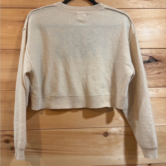 Anthropologie’s Pilcro Cream Cashmere Crop Sweater with Paris Design - Picture 6 of 8